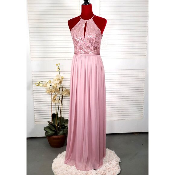 Db Studio Dresses & Skirts - NWT DB Studio Women's Pale Purple High-Neck Sequin Lace Chiffon Dress Sz 6 1756